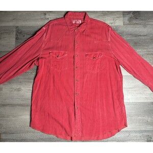 Ryan Michael Western Shirt Mens XL Red Silk Cotton Pearl Snap Cowboy Q1300BDE